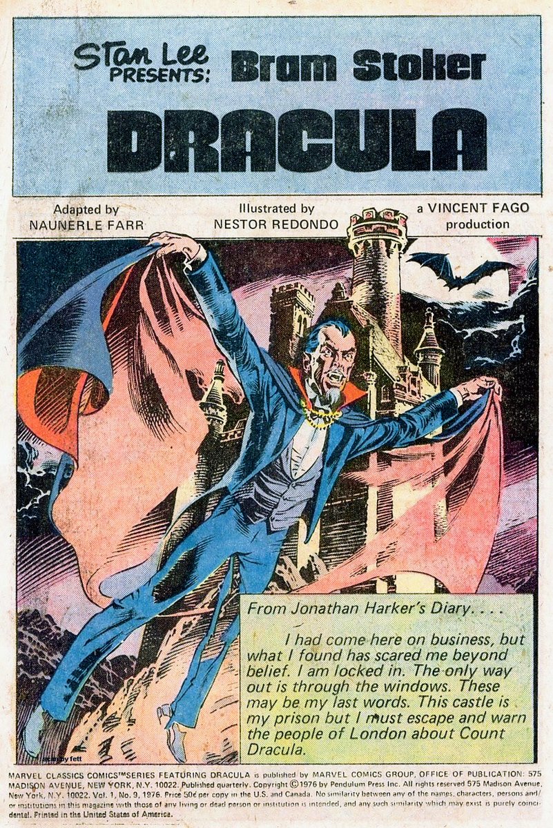 manuelabennet's tweet image. Néstor Redondo, Marvel Classics Comics Series:  Dracula #1, 1976.

#NestorRedondo #Dracula #MarvelClassics