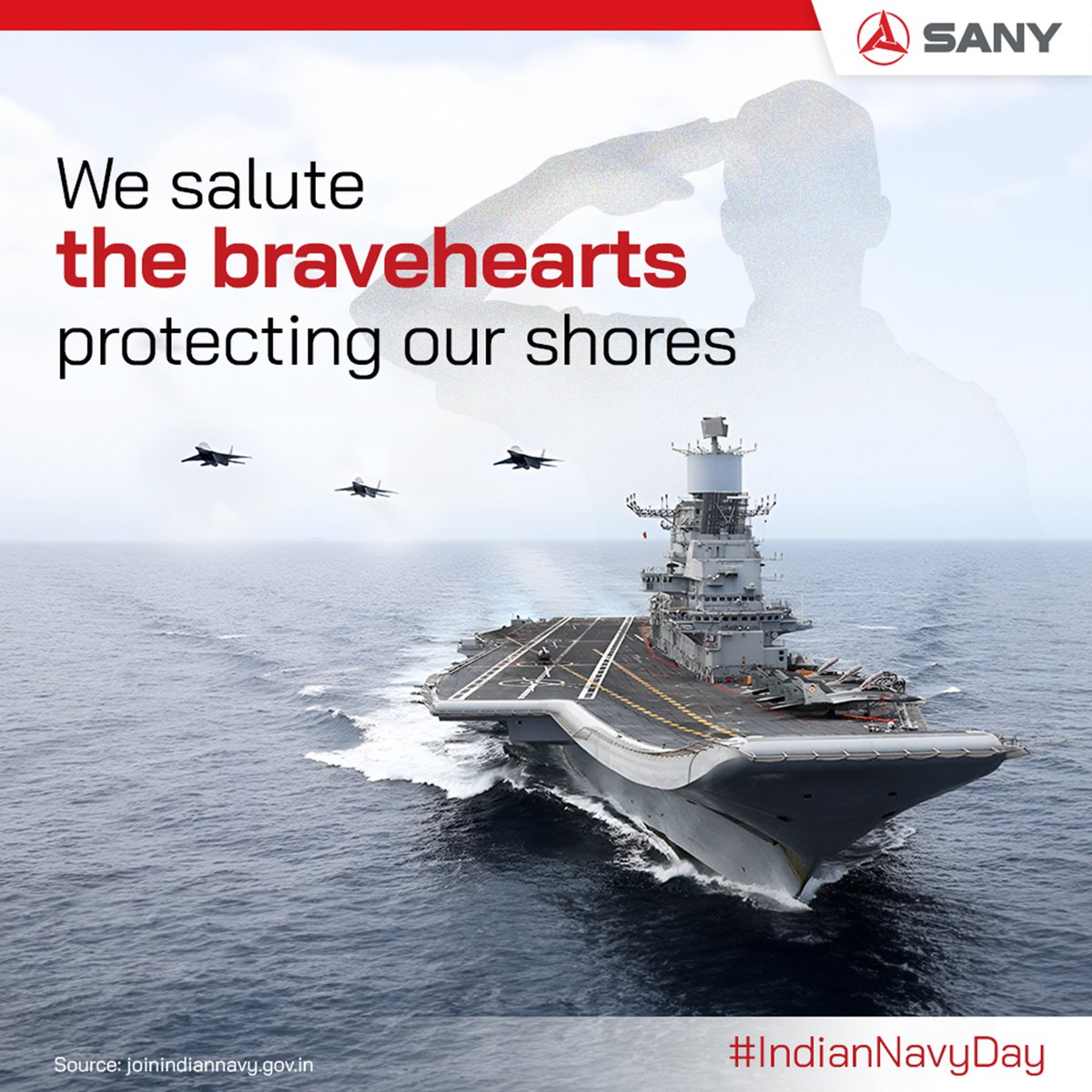 On #IndianNavyDay, we express our gratitude to the men and women working tirelessly to guard India's shores. Their dedication and sacrifice contribute to the safety and sovereignty of our nation.

#Sany #SanyIndia #NavyDay2023 #ConstructionIndia #ConstructionMachinery #NavyDay