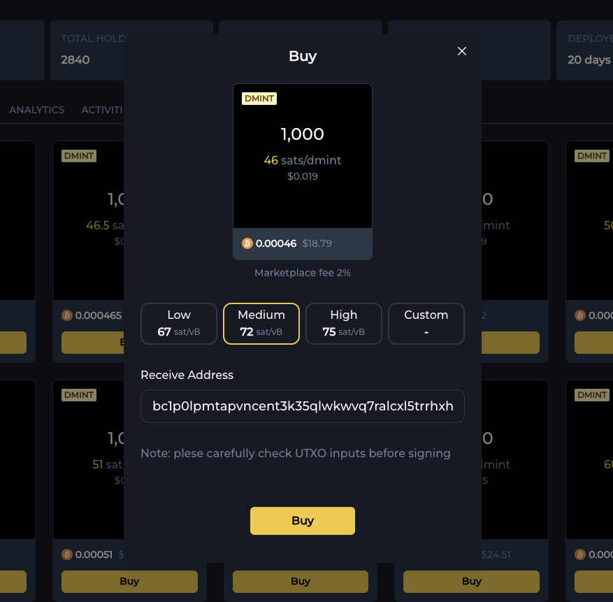 bitatom_io's tweet photo. 📢 You can now set a receiving address when buying ARC20 on https://t.co/0xb2kDPDVN. By default, it's set to the address of the currently connected wallet.
We recommend storing ARC20 and BTC separately and urge you to triple-check the receiving address before you submit. https://t.co/C07J5AOZDW