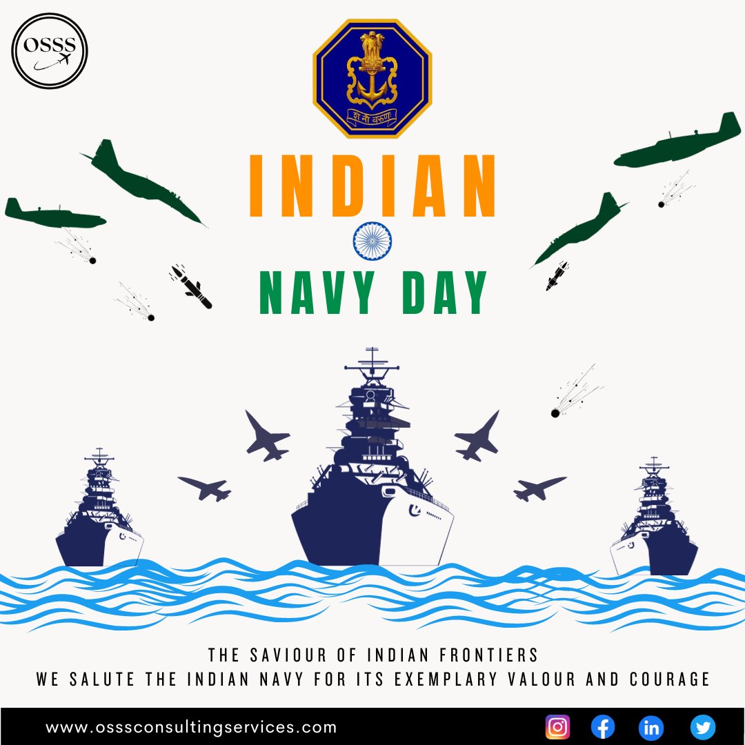 osssconsulting's tweet image. "Saluting the valor that sails the seas, on Indian Navy Day! 🌊⚓  Honoring bravery, embracing expertise, and charting a course toward success together. #IndianNavyDay #OSSSConsultancy"