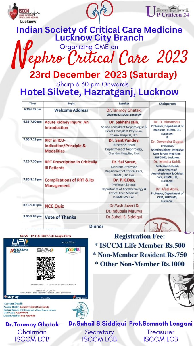 isccmlucknow's tweet photo. Nephro Critical Care CME Registration
https://t.co/QousrQltT9
For more details Please contact Dr.Shivam Srivastava Manager ISCCM Lucknow 9897118546 https://t.co/xjAoys5cI5