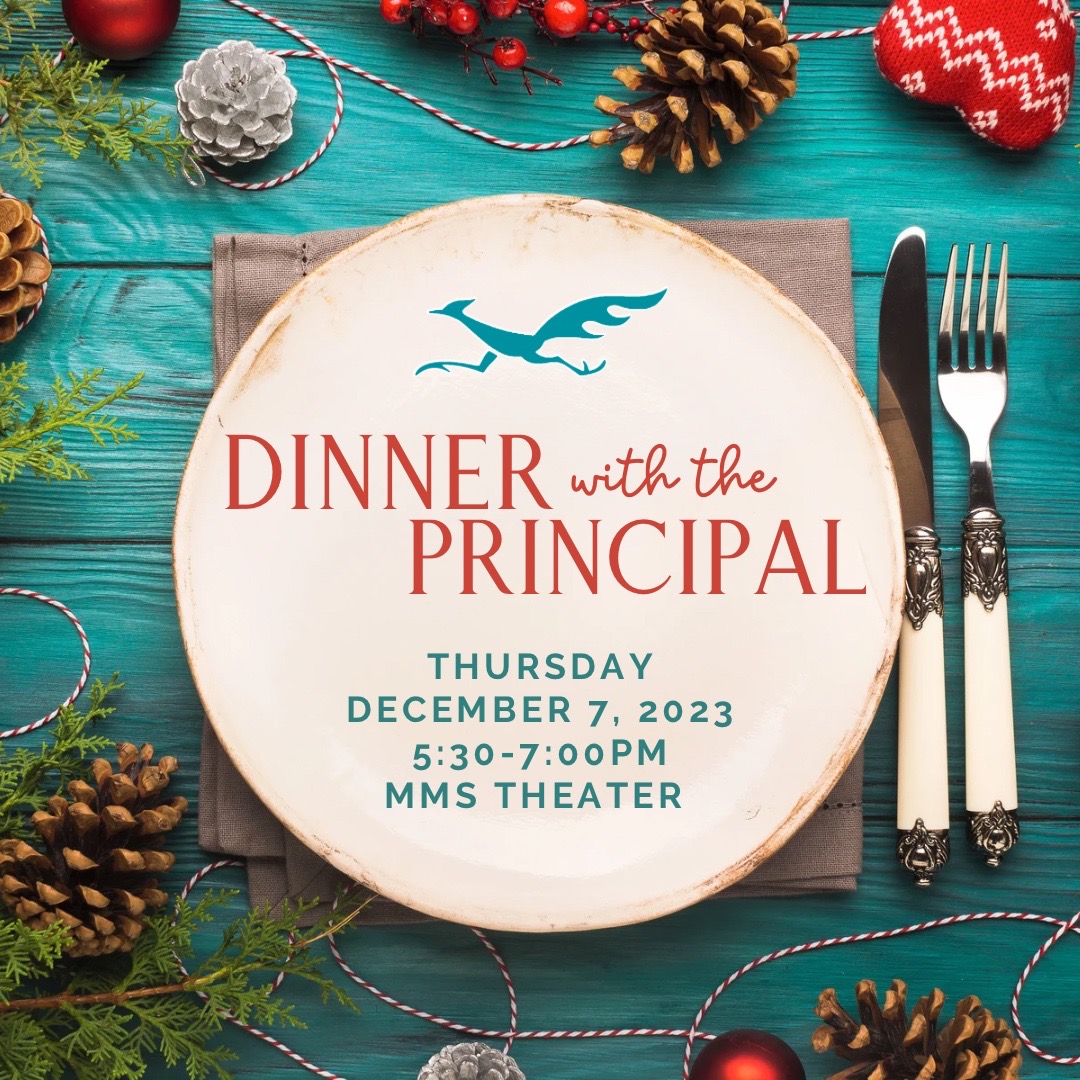 🍽️ Join us for Dinner with the Principal this Thursday, December 7, 5:30-7pm! Discover school updates, ways to engage, and more. 💬Tag someone you'd like to bring! Let's strengthen our school community together!  #ParentInvolvement #YouBelong #YouBelongMMS