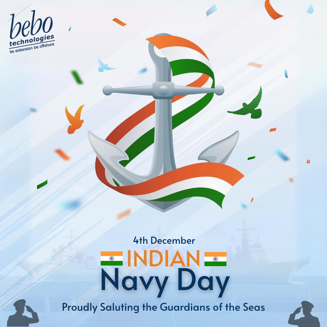 bebo Technologies salutes the valor, sacrifice, and dedication of the Indian Navy. Happy Indian Navy Day! Your resilience makes our nation proud. 

#IndianNavyDay #IndianNavy #SaluteToNavy #NavyPride #beboTechnologies