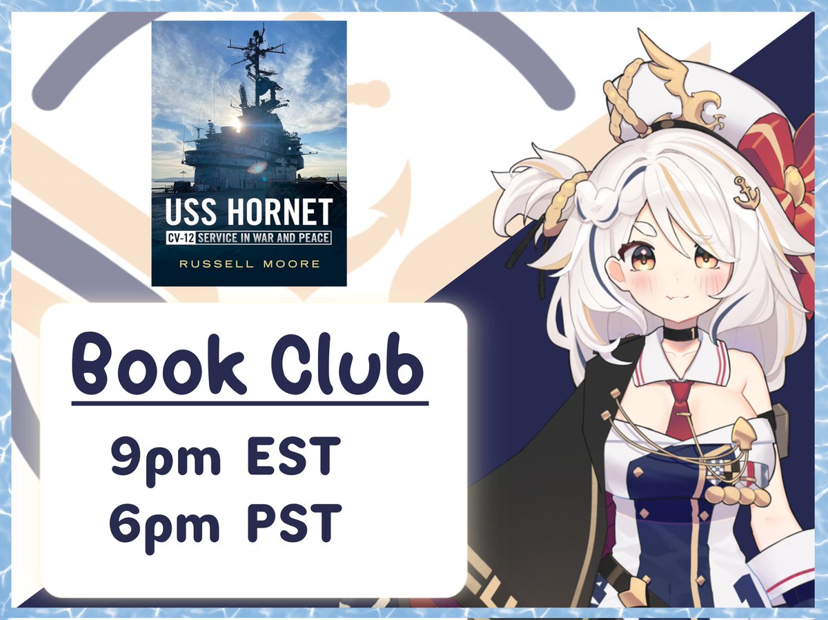 A different, but very special schedule this week.

This Thursday, December 7th, as a part of National Pearl Harbor Remembrance Day, we will start our reading of Russell Moore's USS Hornet CV-12 Service in War and Peace.

twitch.tv/tarawavt

#VFleet #VTuber #USSHornet