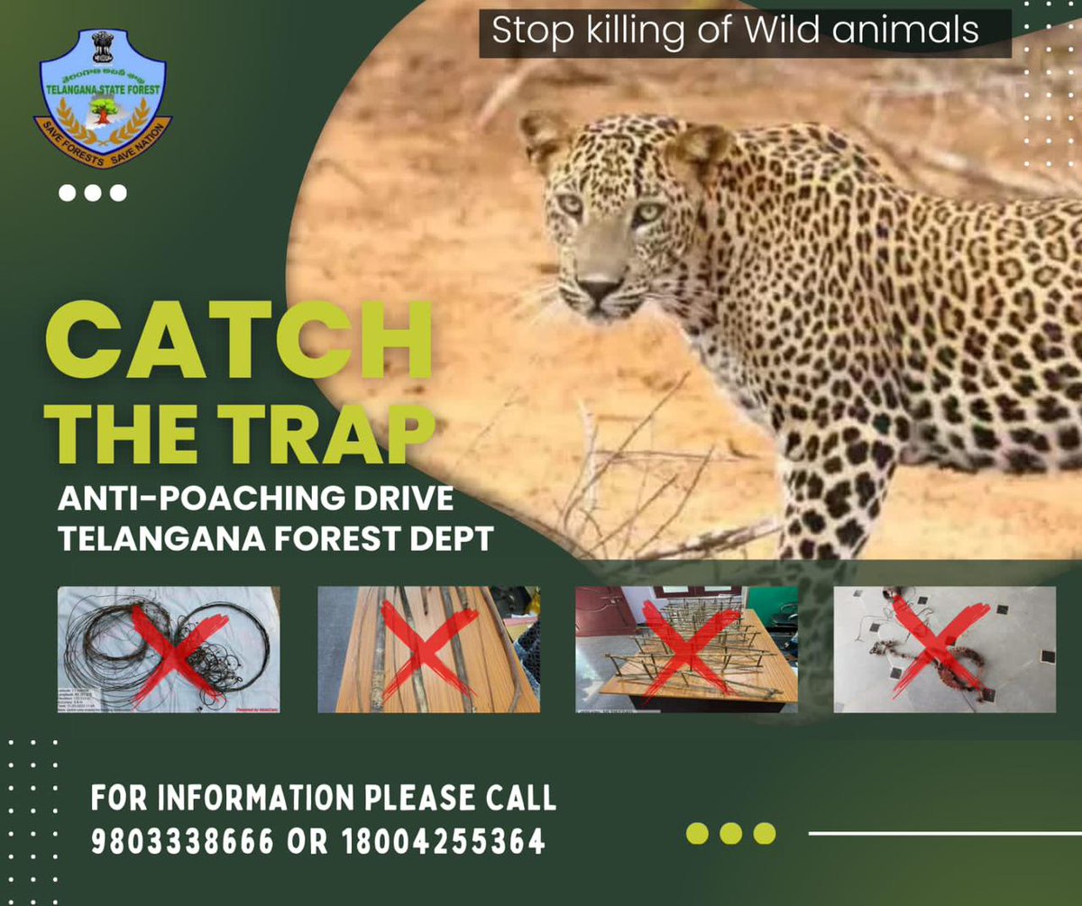 Poaching steals more than just animals; it steals our future. Take a stand against this threat to our biodiversity. #EndPoaching #SaveOurPlanet.

@dobriyalrm @pargaien @SVSifs @HiHyderabad @the_hindu @TimesNow @timesofindia @FawpsIndia @susantananda3 @CentralIfs @HarithaHaram