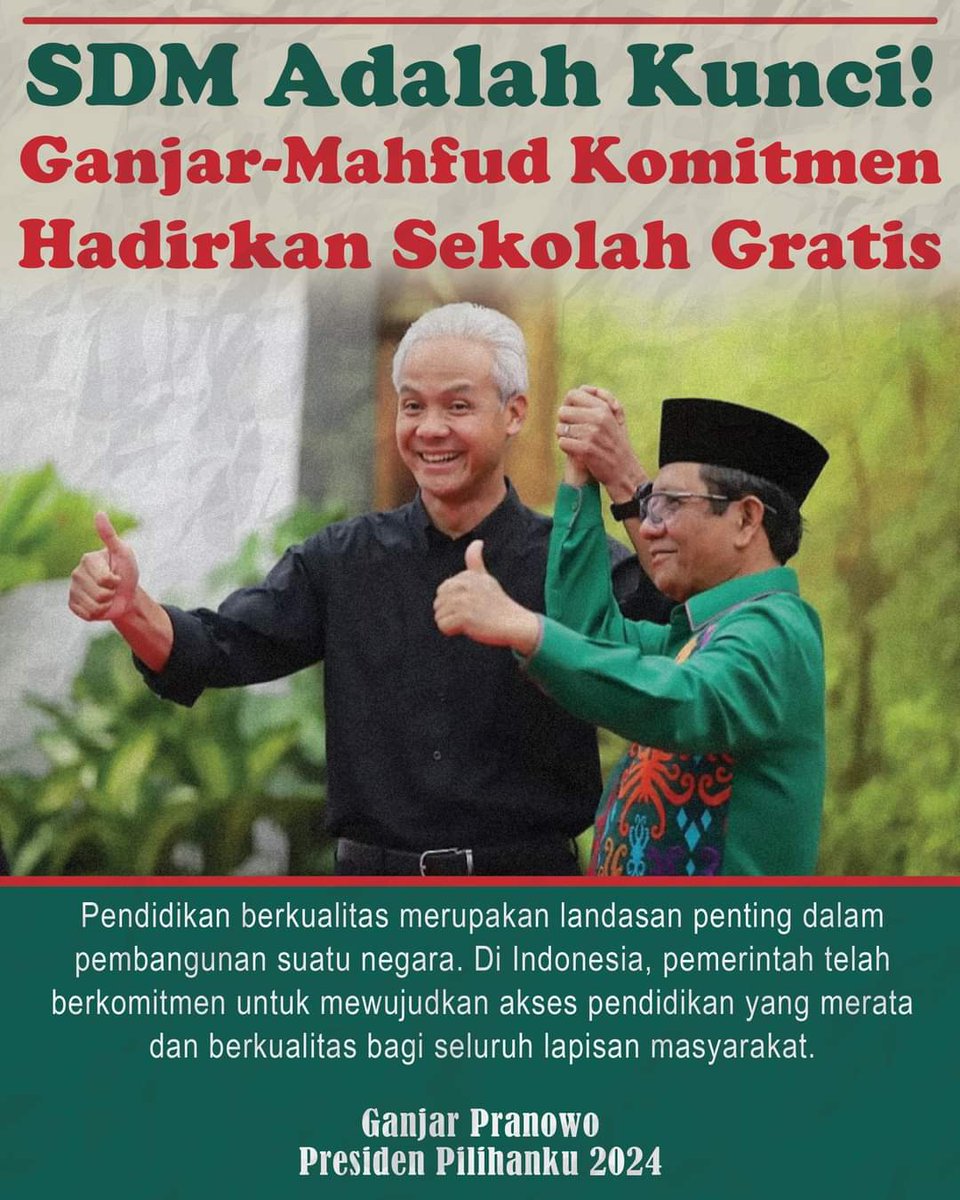 ahmedte84029103's tweet photo. Ganjar-Mahfud komitmen hadirkan sekolah gratis https://t.co/kIZdEpla84