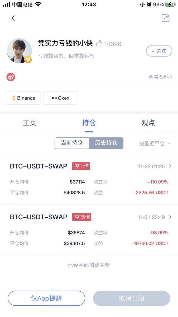 合约没什么诀窍，别跟市场对着干，少扛单。这不，小侠又爆了。不过他比不开实盘的KOL还是要强很多的。👍