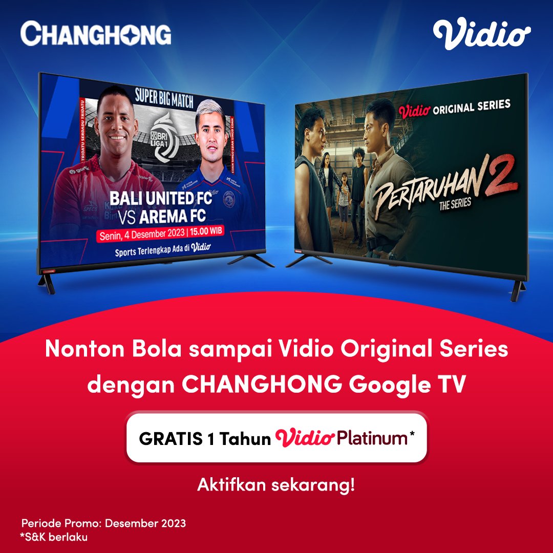 vidio's tweet photo. Dapatkan promo menonton film kesukaanmu di Vidio dengan Changhong!
Yuk cek linknya disini👉 https://t.co/JhfeFhMnAA
#SemuaAdaDiVidio #ChangHong https://t.co/2GYRnHPbJx