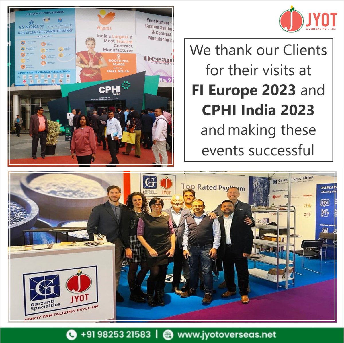 jyotoverseas's tweet image. We thank our Clients for their visits at FI Europe 2023 and CPHI India 2023

For more info, Connect us at: exports@jyotoverseas.net 
|| jyotoverseas.net

 #FIEurope2023 #CPHI2023 #CPhIIndia #Crop2024 #JyotOverseasPvtLtd #exports #suppliers #Psyllium #dietaryfiber #organic