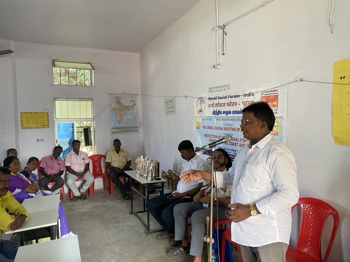 _ISF_2023's tweet photo. Discussion on fisherfolks' right iver coat and deep sea conducted by Fishermovement Coordination of Tamil Nadu and Puducherry 

#anotherworldispossible
#wsf
#isf2023
#patna #bihar #india https://t.co/xtxI73zsxC