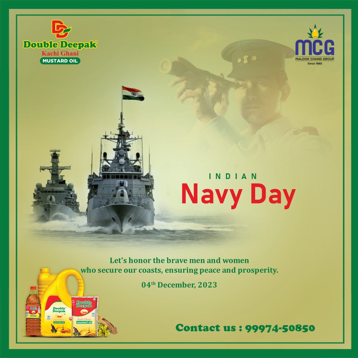 doubledeepakoil's tweet photo. Let's honor the brave men and women who secure our coasts, ensuring peace and prosperity.
Indian Navy Day
#IndianNavyday #doubledeepak #kachighani #edibleoil #mustardoil #healthyoil #sarsontel #bestoil #food #foodie #foodlover #breakfast #delicious #yummy #cooking #cookingoil https://t.co/QuXaaQmG0x
