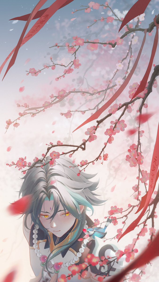 que_225's tweet photo. 愿君千万岁，无岁不逢春
#原神 #魈 #GenshinImpact https://t.co/FDfh0ExC4I