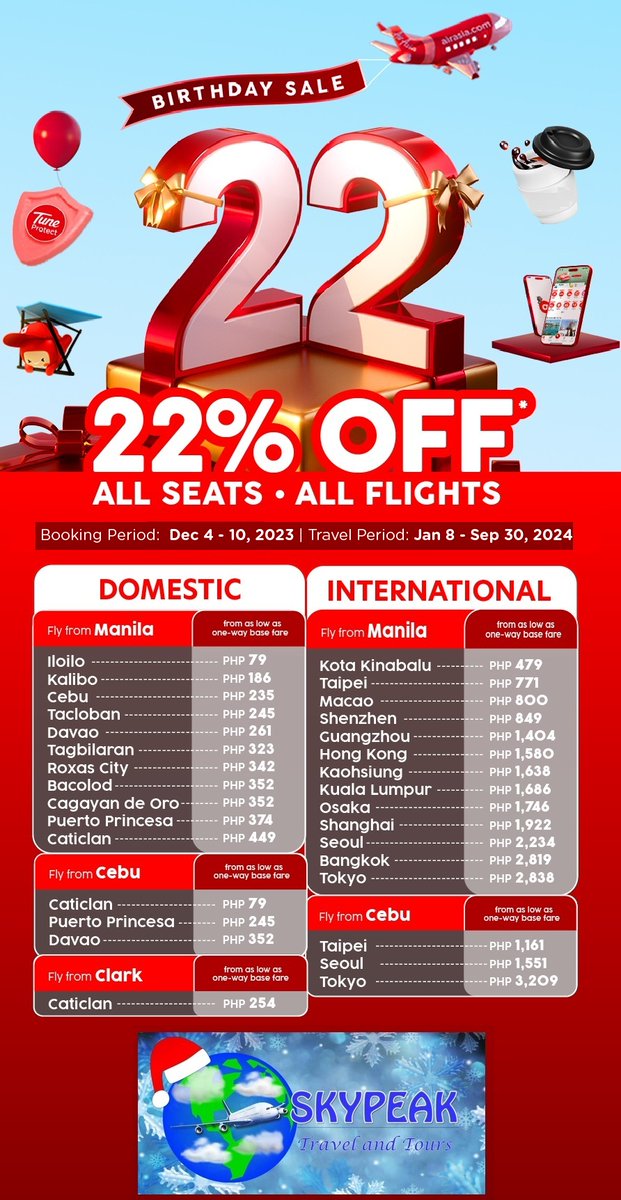 sky_peak's tweet photo. #AirAsia Domestic & International Flights seat sale
@AirAsiaFilipino @airasia #Skypeak Travel & Tours visit our fb 4 details https://t.co/JONIgLicX2 #airasiaPH #airasiaSuperApp #FlyAirAsia #airasiaDeals #FlyForLove #WeDoitBest #FlywithAirAsia #seatsale #FlytheWorldChampion https://t.co/vBIAMFv5M9