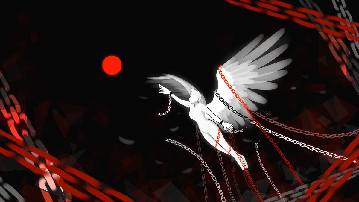 Erkfir's tweet photo. ⛓️An Affliction⛓️

A drawing inspired by the song "A Reyvateil's Curse" by @Helblinde, now a built in song in  the rhythm game @museswipr. This drawing was created to be the background image. Also drew a couple of related avatars for achievement rewards. https://t.co/zGF2QIsrR1