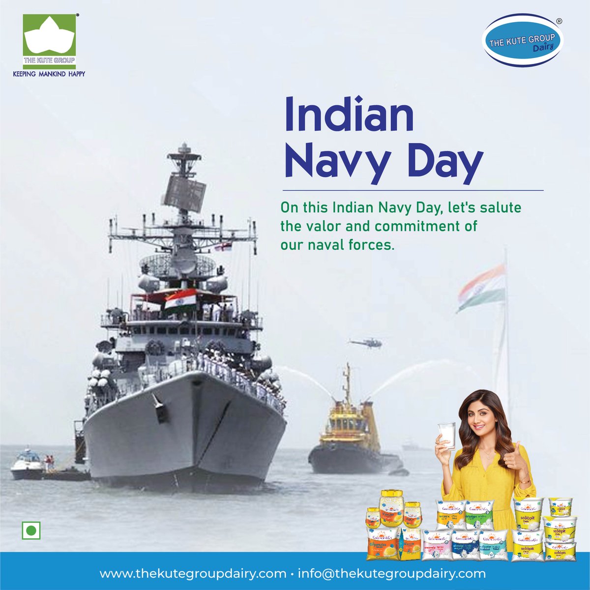 KuteGroupDairy's tweet photo. Let's celebrate Indian Navy Day, in admiration of the bravery and commitment exhibited by our naval forces.
.
.
#navyday #indiannavyday #indiannavy #navy #jaihind #indianarmy #indianairforce #navylife #indiannavypride #navyblue #navydays #nda https://t.co/0MWvAy5Ry5