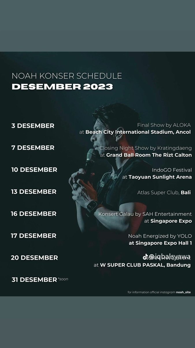 Jadwal #Noah di bulan Desember 2023 sebelum hiatus mulai Januari 2024