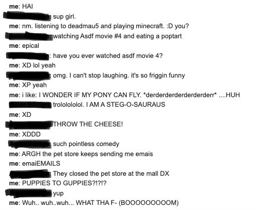 chat bt me and my gf at the time in 7th grade/ 2013