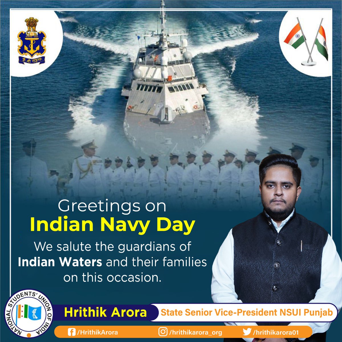 Saluting the indomitable spirit and unwavering commitment of the Indian Navy on Navy Day. Anchored in courage, sailing with pride. #IndianNavyDay ⚓

#NavyPride #MaritimeMight #DefendersAtSea #NavalExcellence #ServingWithHonour