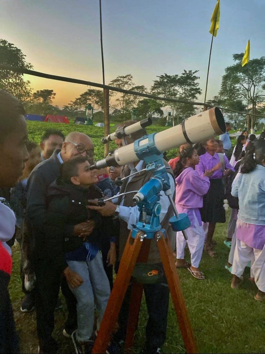 People gathered at the 'Star Gazing Party' during Folk Tea Festival 2023 to witness Saturn &amp; the moons of Jupiter. The event was hosted by Pragjyotish Amateur Astronomers' Association, #Guwahati.

Supported by EverythingOutdoor NorthEast in collaboration with OK North East.