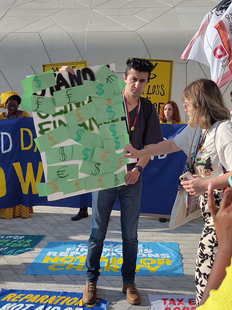 No better way to start a #COP28UAE day than joining an action to call on rich countries to #FillTheFund for #LossAndDamage: 
📢 We want billions, not millions!
📢 We all want to #MakePollutersPay!

The fight for #ClimateJustice must go on!