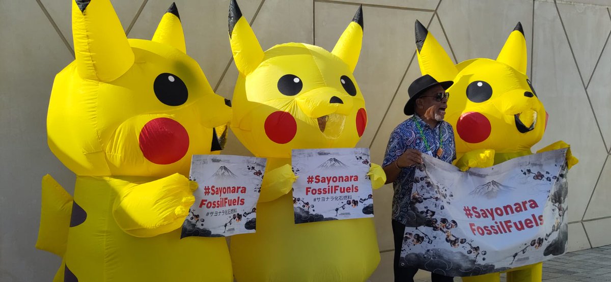 #Pikachu(s) coming out of their cave to demand an end to fossil fuels here at #COP28

#SayonaraFossilFuels