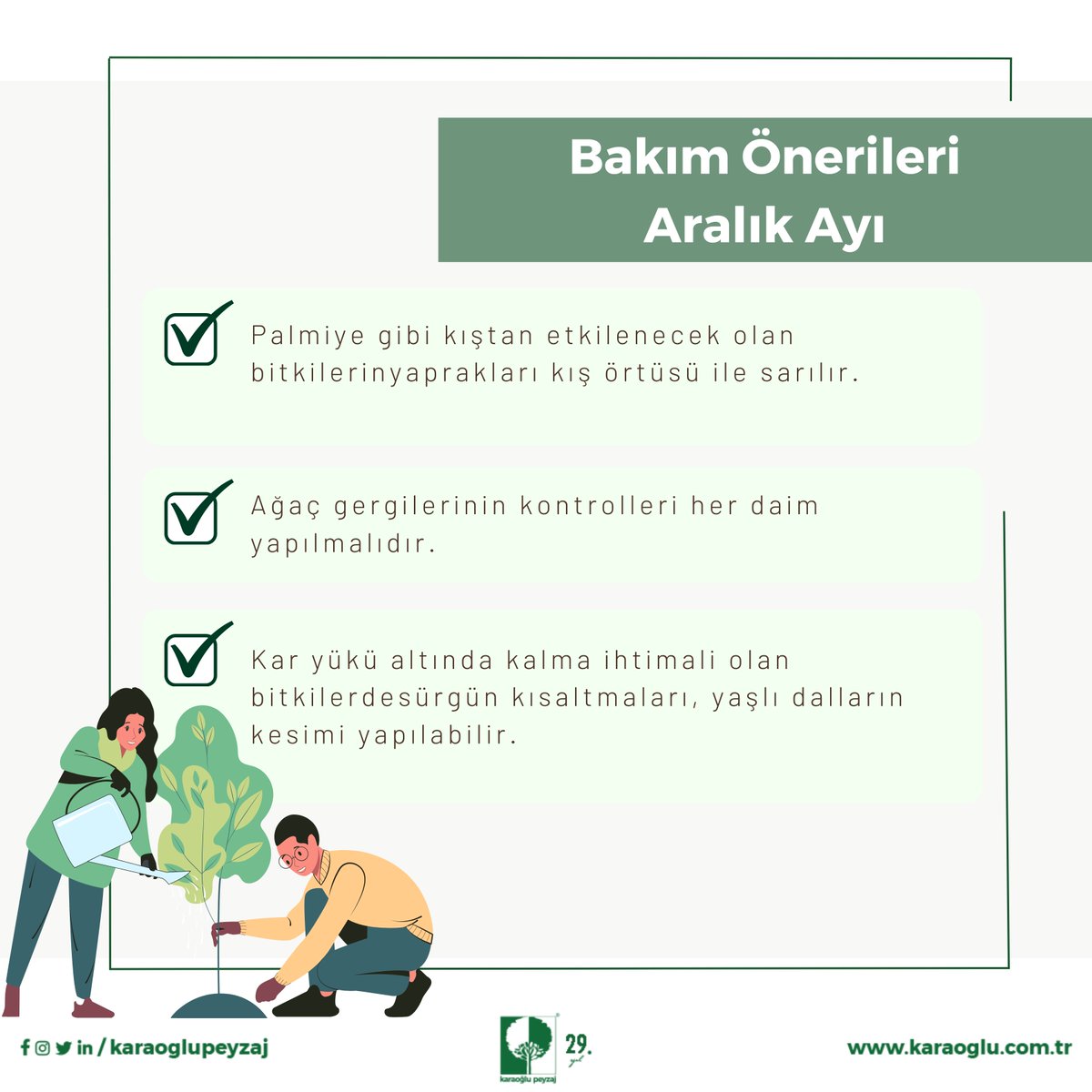 KaraogluPeyzaj's tweet photo. Bahçeleriniz için Karaoğlu Peyzaj Aralık Ayı bakım önerileri.
#KaraogluPeyzaj #landscape #peyzaj #landscapearchitect #peyzajuygulama #softscape #bitkiselpeyzaj #landscapecontractor #landscapedesign #landscapelovers #landscapeapplication #gardendesign #LandscapeMaintenance https://t.co/OwS5W6uyED