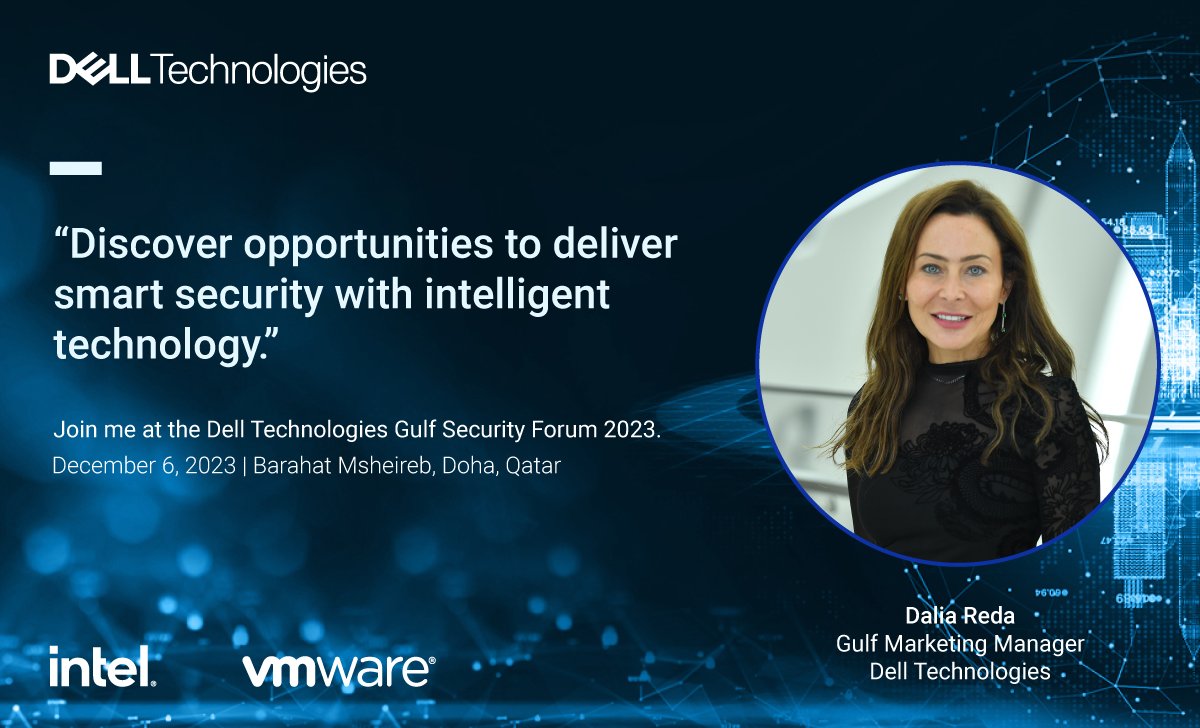 ❇️Drive continuous #innovation at #DellTechSecurity Forum in Gulf!

Join @Dalia_Re and industry experts to go beyond the traditional world of physical security with intelligent safety and security #IT! 

🗓️Dec 6
📍#Qatar
See you soon! Register👉dell.to/3RpsJiR