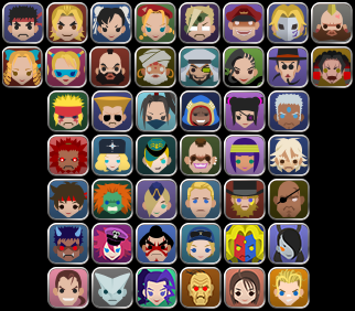 SFCompendium's tweet photo. Street Fighter V dojo icons for the entire cast.  16 launch characters and five seasons of 6 fighters, organized as per the game files.  #StreetFighter  #ストリートファイター https://t.co/R2jOBSBJAM