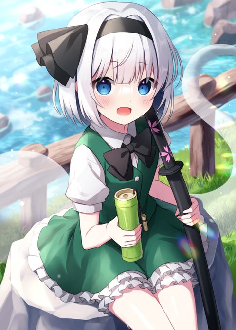 魂魄妖夢 ,半霊 「刀修行の休憩中#東方Project 」|鈴乃なるのイラスト