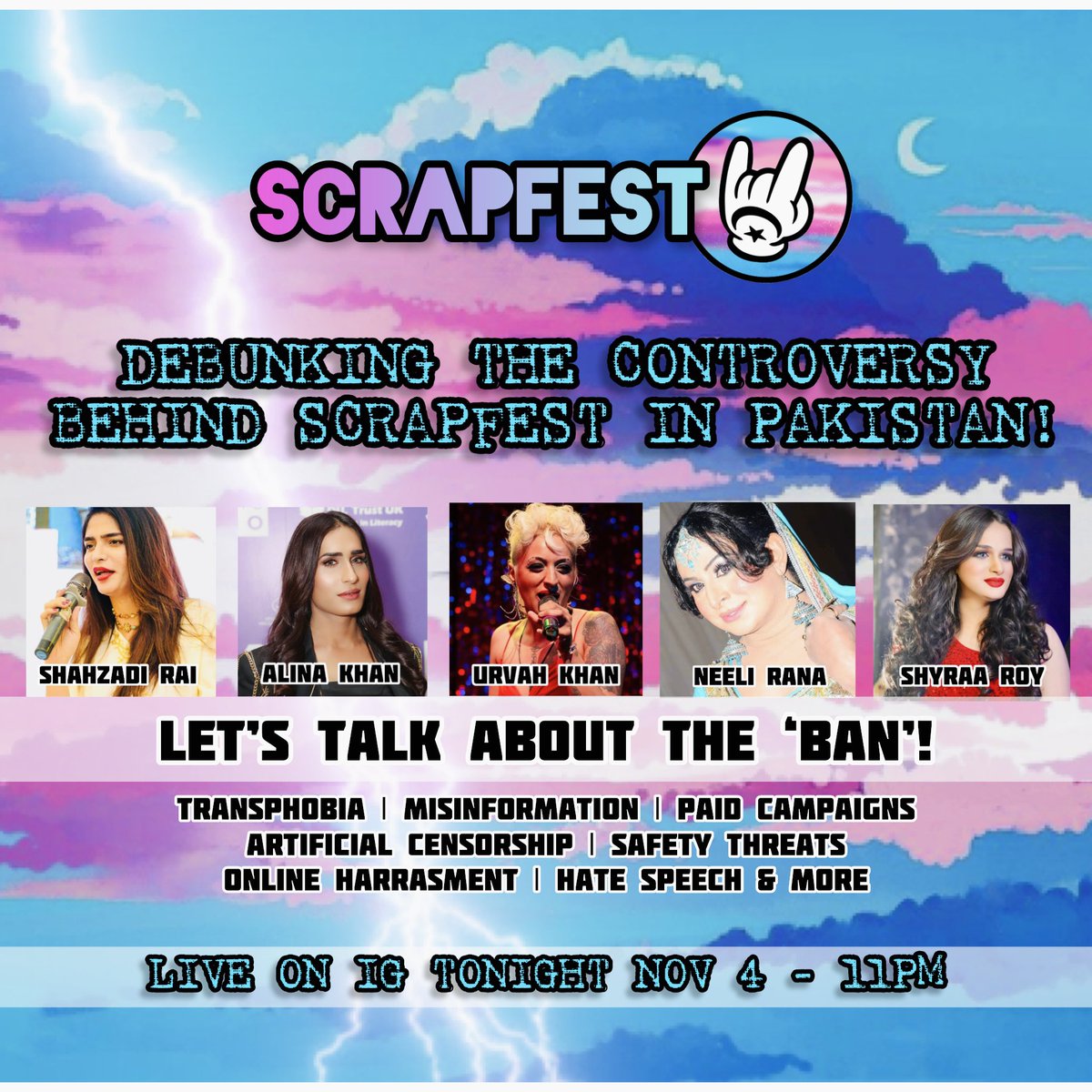 Join us tonight at 11pm on IG live as we debunk the controversy behind ScrapFest in Pakistan! 🇵🇰🏳️‍⚧️🤘🏽 Let’s talk about the BAN!
<a href="/ShahzadiRai/">Shahzadi Rai</a>