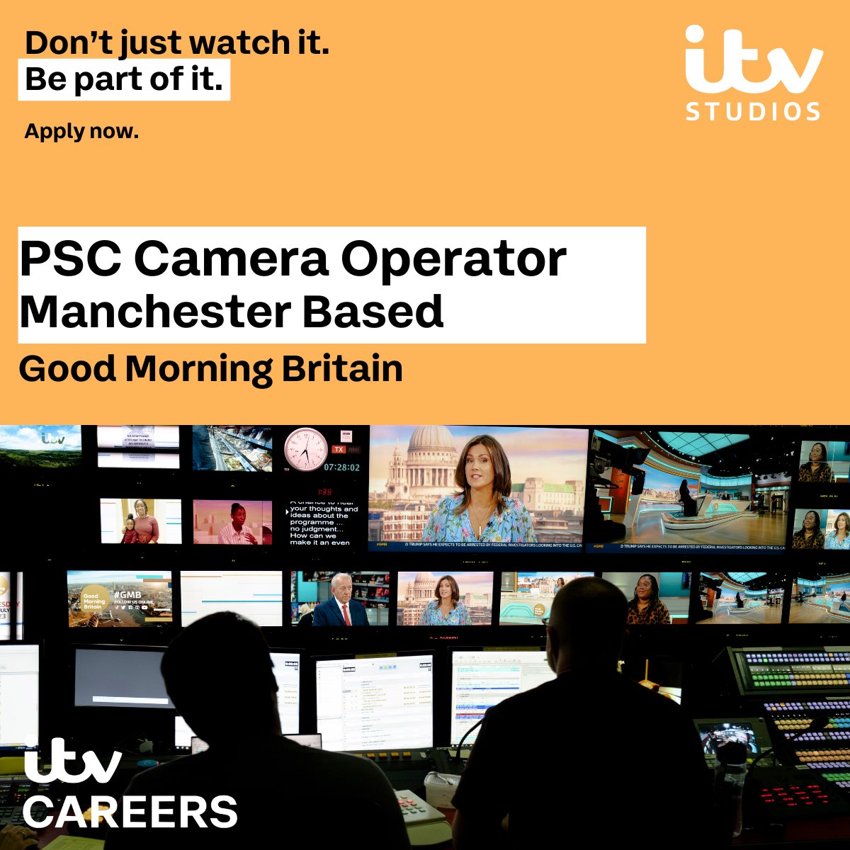 ITVCareers's tweet image. Join the team at ITV Good Morning Britain as a regional PSC Camera Operator.

📍Manchester

Apply now: lhrc1a.rfer.us/ITV3gm4RM

🌐itvcareers.com
📧daytimetalent@itv.com

Closing date: Wednesday 20th December 2023

#GoodMorningBritain #CameraOperator #ItvCareers