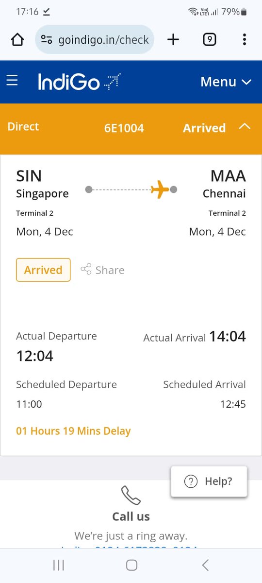nvk7888's tweet photo. @IndiGo6E Hello  please go and check flight no 6E-1004 from SIN to MAA it's showing arrived at MAA but actually it got landed in Hyderabad.we came to know after they called us after landing.We are waiting from the morning in this bad weather to pick up our relatives. Worst service. https://t.co/2JoZMmsMnT