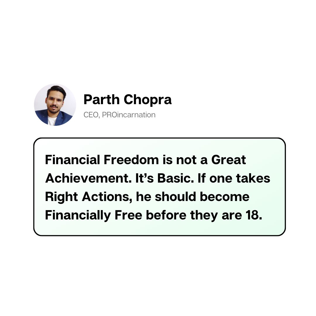 pchopra108's tweet photo. Financial Freedom is not a Great Achievement. It's Basic. If one takes Right Actions, he should become Financially Free before they are 18.
#Proincarnation #Financialfreedom https://t.co/fMAFwnAKP2