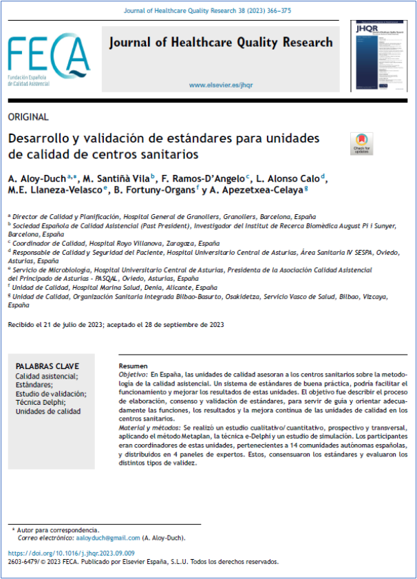 JHealthQualityR's tweet photo. 📰 Development and validation of standards for quality units of health centers
✏️Original by A Aloy-Duch et al in the @JHealthQualityR #RevistaSECA #JHQR
👉 https://t.co/FMHVL4j1c1
✅#QualityHealthcare #Standars #Delphi #QualityUnit #Validation https://t.co/cJc82T250k
