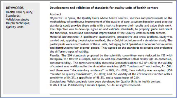 JHealthQualityR's tweet photo. 📰 Development and validation of standards for quality units of health centers
✏️Original by A Aloy-Duch et al in the @JHealthQualityR #RevistaSECA #JHQR
👉 https://t.co/FMHVL4j1c1
✅#QualityHealthcare #Standars #Delphi #QualityUnit #Validation https://t.co/cJc82T250k