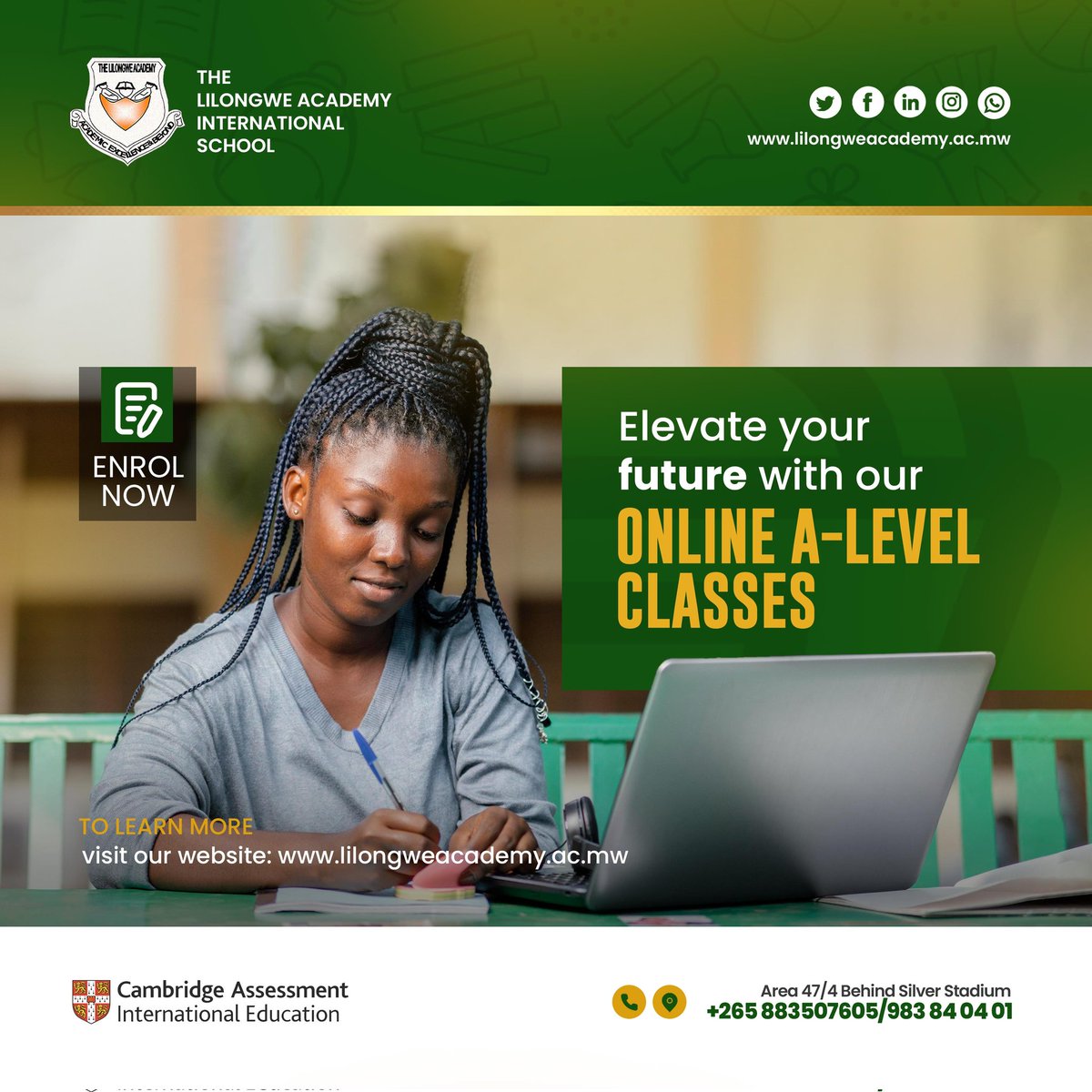 LilongweAcademy's tweet image. Unlock a world of knowledge from the comfort of your screen! Embrace the future with our dynamic A-Level Online Opportunity!
#ElearningJourney
#cambridgelearning
#GrowExcellThrive