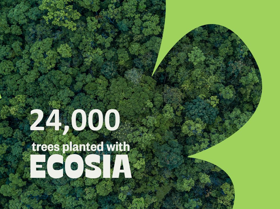 Last month our schools made 262,884 searches using @Ecosia which planted an estimated 5,257 trees.

Since June we've been using @Ecosia as our default search engine to help support tree-planting projects across the planet.

It's estimated we've planted around 24,000 trees so far.