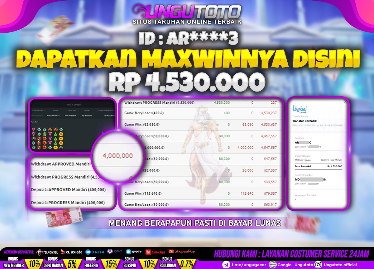 MODAL MINIMAL WEDE MAXIMAL BERSAMA #UNGUTOTO #SLOTSULTAN #GAMPANGMENANG
bit.ly/akunvip-88