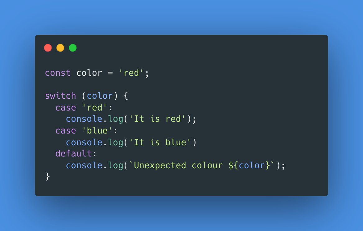 This trips me up every single time. Probably more so now because I use switch in Go a lot and the behaviour is different.

And of course by different I mean sensible.
