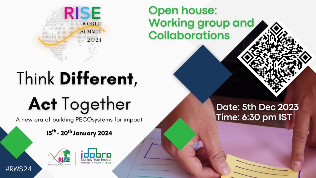 IdobroImpact's tweet photo. Join us for the 11th #RWS! 10,000+ participants, 70 countries, 110 sessions. No agendas, just partnerships! Be an Expert, Volunteer, Ambassador, or Partner! Save the dates: 5th &amp; 6th Dec. More info: https://t.co/or6CstgJlu Register Now, for open Houses: Scan QR Code. https://t.co/lWnC9vfzQq