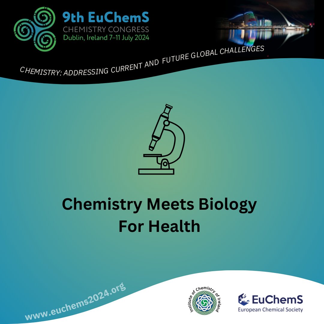 🔬Exciting news! The next theme at ECC-9 is 'Chemistry Meets Biology for Health' 💡🧬Explore the incredible synergy between chemistry and biology in advancing healthcare.⏰ 4 days left for Abstracts and Mini-Symposia & Workshops: euchems2024.org/programme/call…