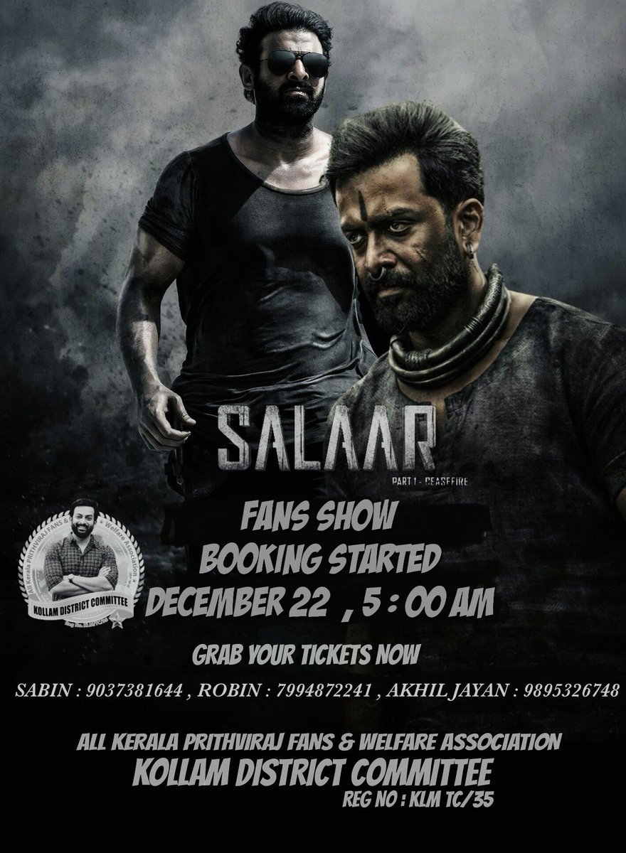 MalayalamReview's tweet photo. #Salaar Kerala More fans shows getting added ~ Regular Shows advance bookings will open on 15th December🔥 https://t.co/a4X9P9gHLV