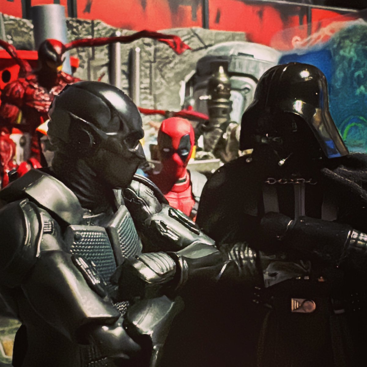 Noir meet Vader, Vader meet Noir - Deadpool #theboystv #noir #starwars #obiwankenobiseries #darthvader #anakinskywalker #mafex #bandai #bandaispirits #tamashiinations #shfiguarts #toyphotography #actionfigurephotography #toycollector #toycollection #toycommunity #winnipeg