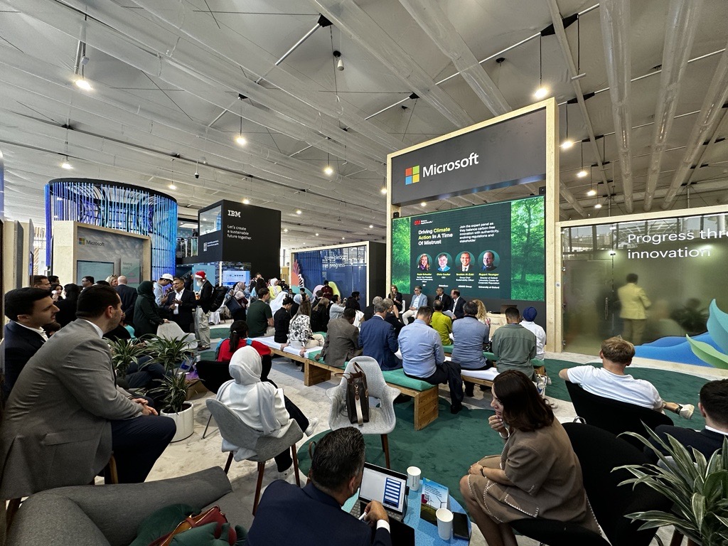MicrosoftUAE's tweet photo. #COP28UAE theatre sessions at the Microsoft booth are still happening!
Inspire and be inspired by our Microsoft and partner experts and go for an immersive journey into the future of environmental stewardship.
@COP28_UAE #MSFTatCOP28 #MSFTSustainability #MicrosoftMEA https://t.co/AokC6yiFpg