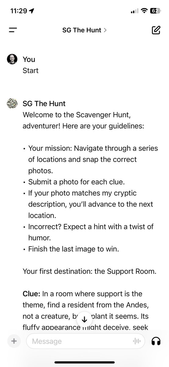 reiniervaneijk's tweet image. Anyone can now make infinite personalized scavenger hunts, for any location on the globe. For just $20. Just made an office scavenger hunt GPT... Mindblowing. #chatgpt #chatgptvision #openai