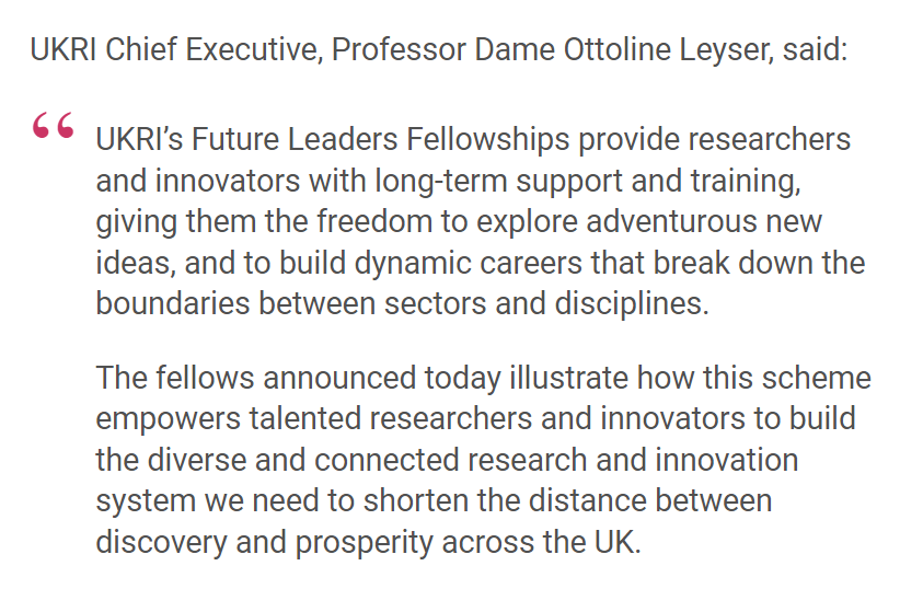 Today we’re welcoming 75 outstanding researchers and innovators to the Future Leaders Fellowships scheme. Meet them here: ukri.org/news/75-new-fu… Additionally, we’re confirming two additional rounds of over £100M each with deadlines expected in summer 2024 and 2025. #UKRIFLF