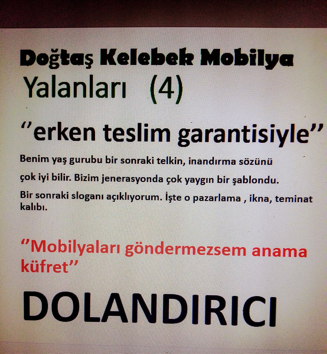 #kelebekmobilya #kanataçalımyeniliğe #doğtaş #evimdedoğtaşzevki #mobilya #yatakodası #yataktakımı #yemekmasası #koltuktakımı #sosyalmedya #şikayet #şikayetvar #şikayetimvar #Tüketicihakları #arçelik #aksesuar #salontakımı #yatakodasıtakımları #satılıkdaire #koltuk #lovayatak #suç