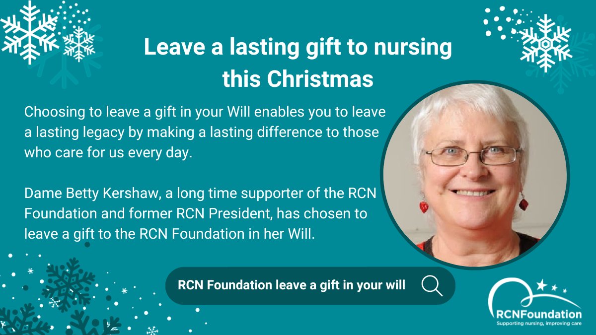 Make a lasting difference, this Christmas. Choose to leave a gift in your Will, like Betty, & support the nursing profession & improve care across the UK for years to come. Find out how you can leave a lasting gift this Christmas bit.ly/3sTtVkO #TwelveDaysOfXmasThanks