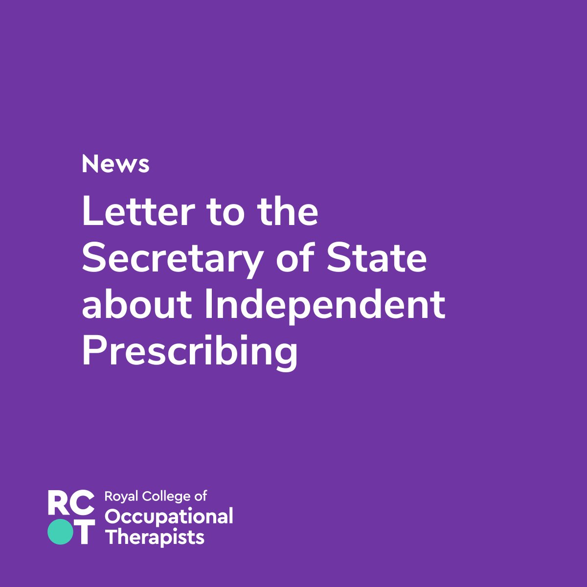 We've written to Victoria Atkins MP, Secretary of State for Health and Social Care, to reiterate why it's so important to extend independent prescribing responsibilities to occupational therapists. Read the letter: loom.ly/hsYwbxA