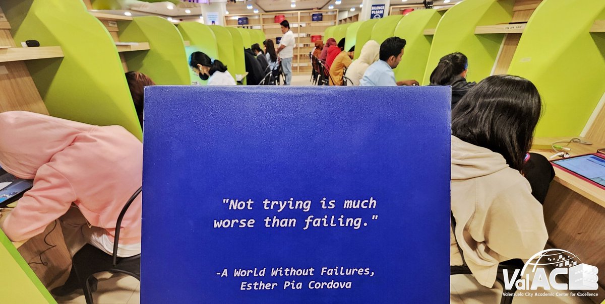 valcitylibrary's tweet photo. "Not trying is much worse than failing." - Esther Pia Cordova
#ValACEAtNight #ValACE #AklatanNatinIto #ValenzuelaCityLibrary https://t.co/NtBgeidkeg